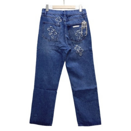Chrome Heart Zipper Jeans