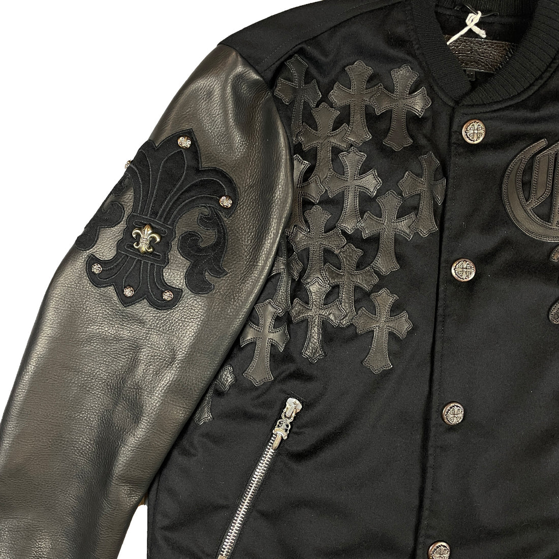 Chrome Hearts Leather & Cashmere Letterman Jacket