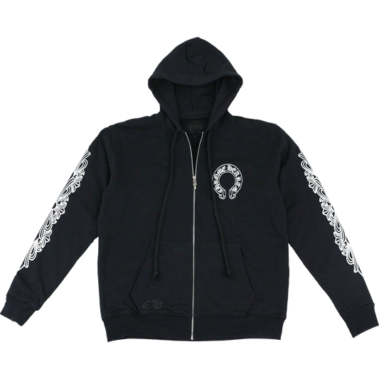 Chrome Hearts Horseshoe Floral Cross Sleeve Zip Up Hoodie